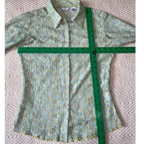 20X Women Medium Blouse Top Button up Y2K Buffy Lace Floral Flare Sleeve - Picture 5 of 6